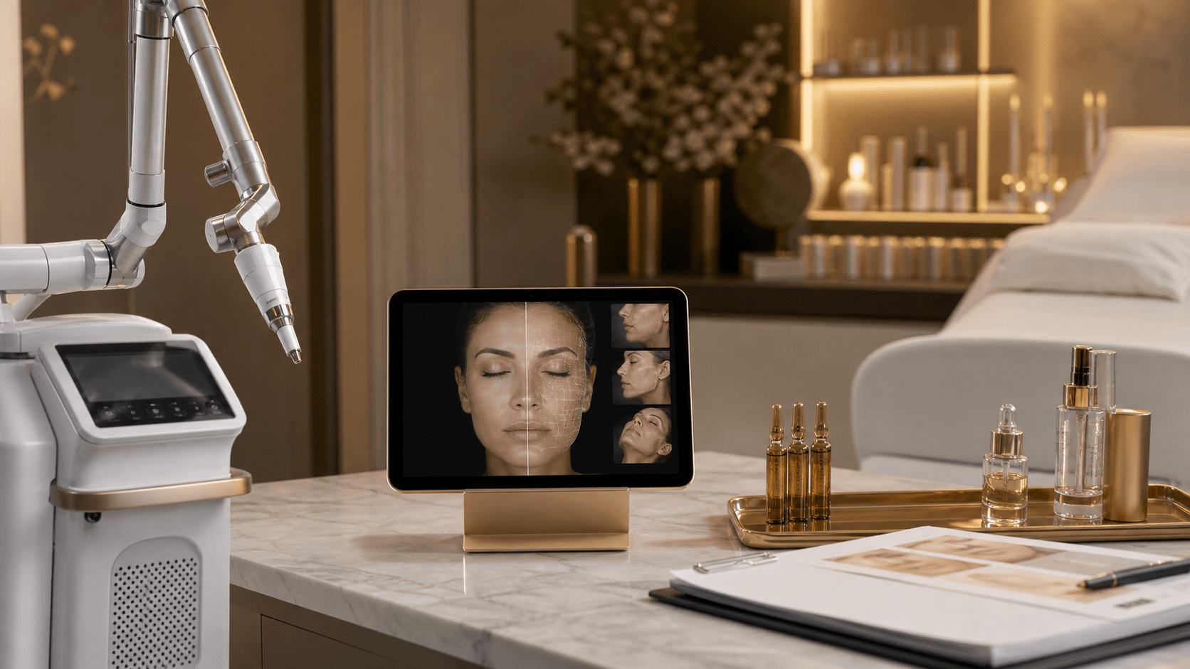 Facial rejuvenation appointment comparing Fotona laser and filler planning at Endless Beauty Clinic Dubai