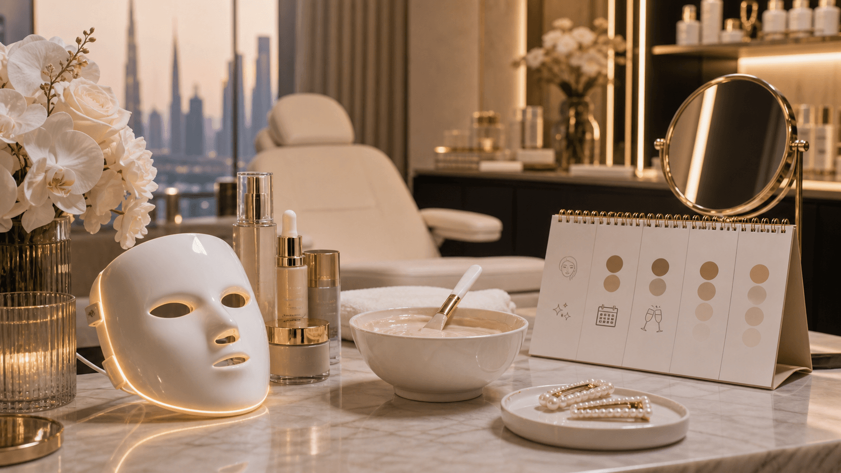 Pre-event facial planning and glowing skin treatment setup at Endless Beauty Clinic Dubai