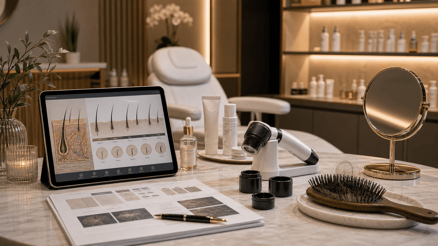 Scalp examination appointment setup for common hair loss causes at Endless Beauty Clinic Dubai