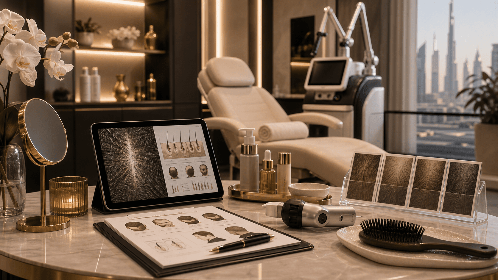 Hair restoration options comparison appointment at Endless Beauty Clinic Dubai