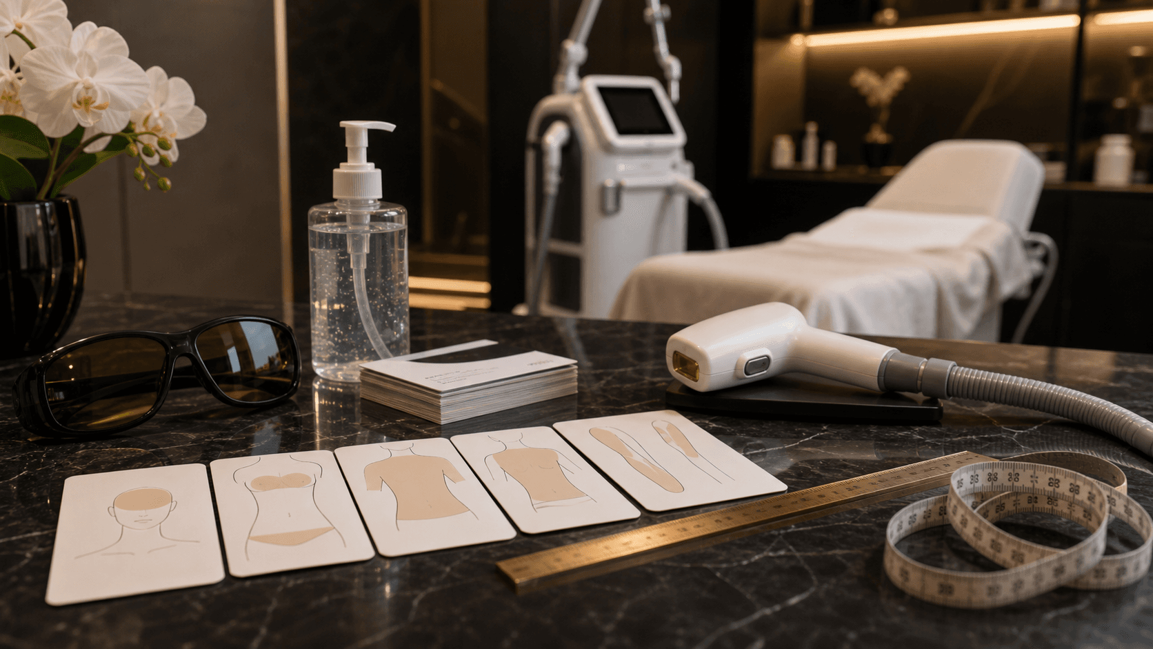 Laser hair removal cost factor planning with area templates at Endless Beauty Clinic Dubai