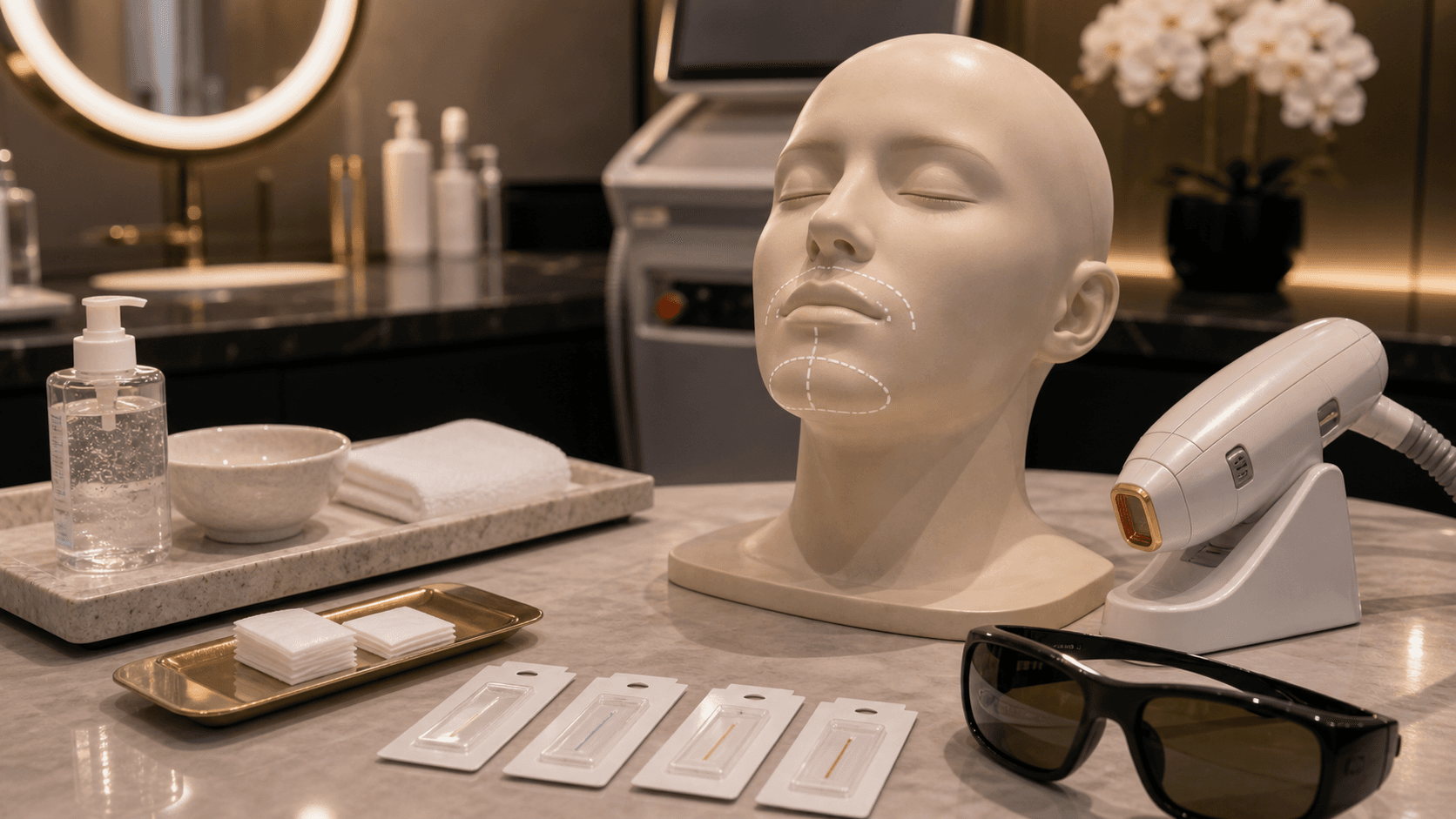 Facial laser hair removal planning with face model at Endless Beauty Clinic Dubai