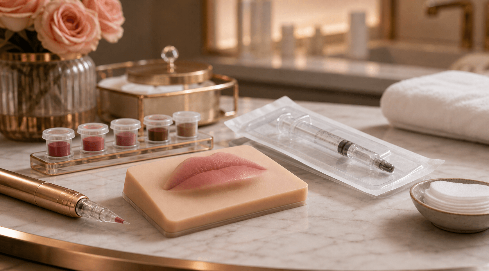 Lip blush and lip filler comparison setup at Endless Beauty Clinic Dubai