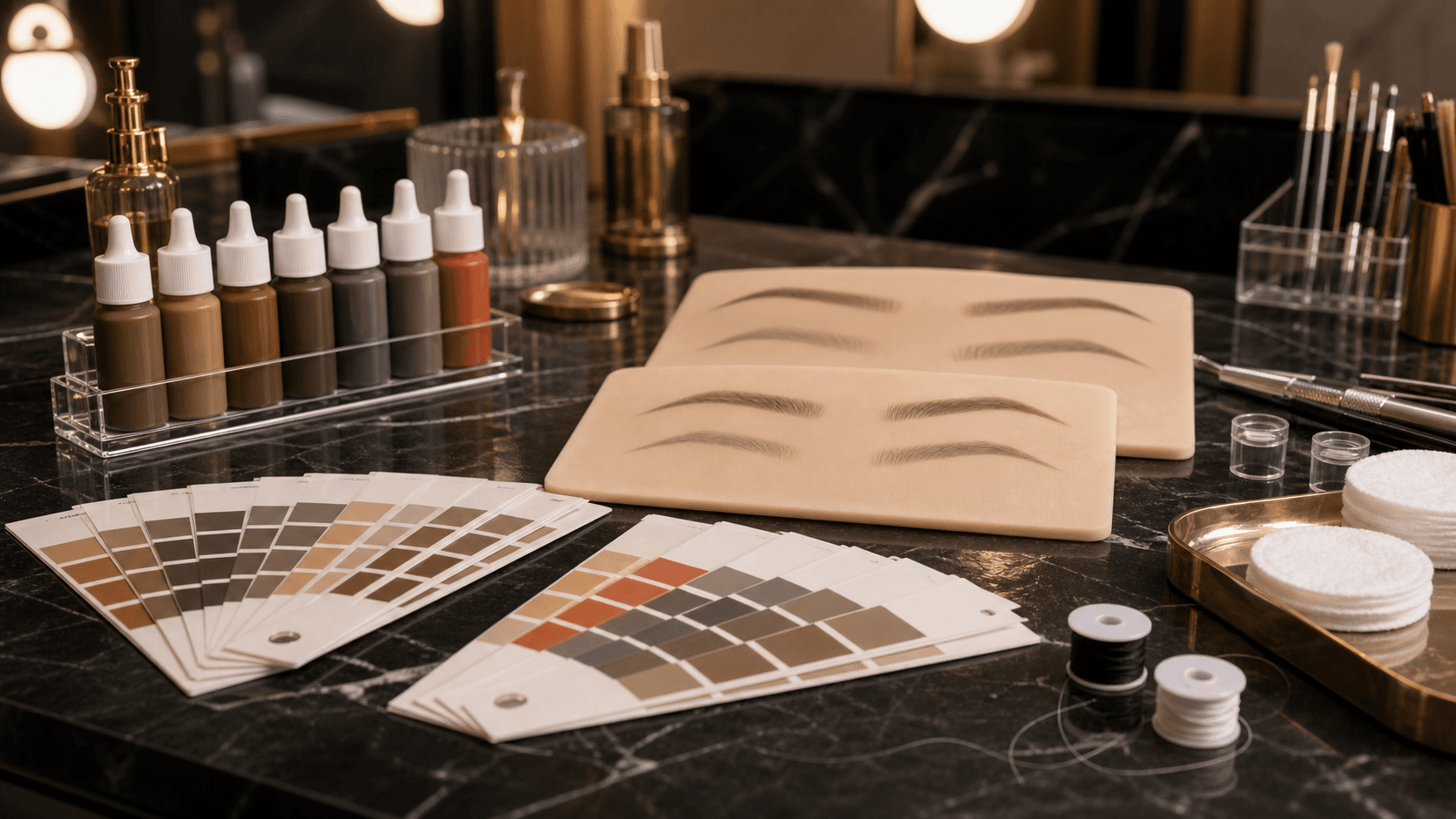 Brow colour correction pigment swatches at Endless Beauty Clinic Dubai