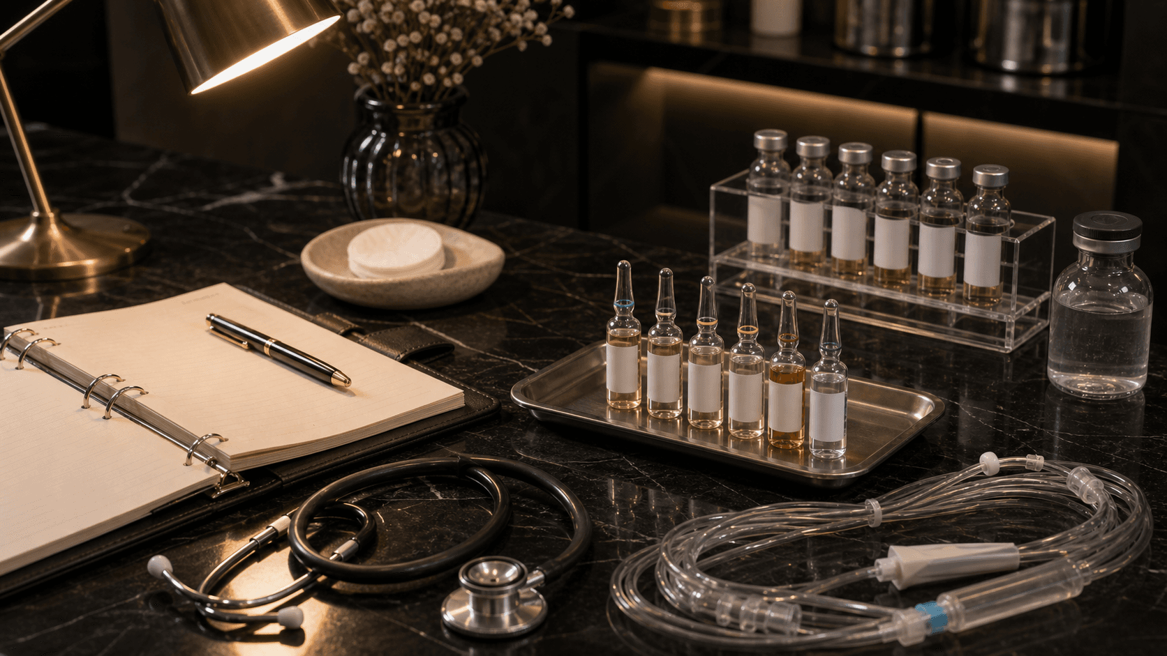 Vitamin IV drip medical review setup at Endless Beauty Clinic Dubai