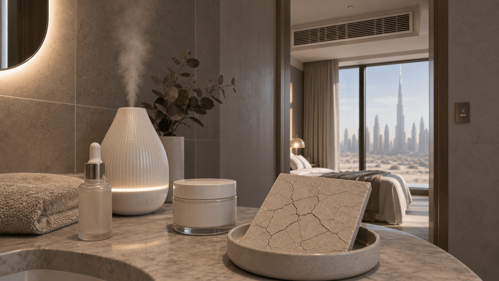 Air conditioning dry skin care setup in Dubai
