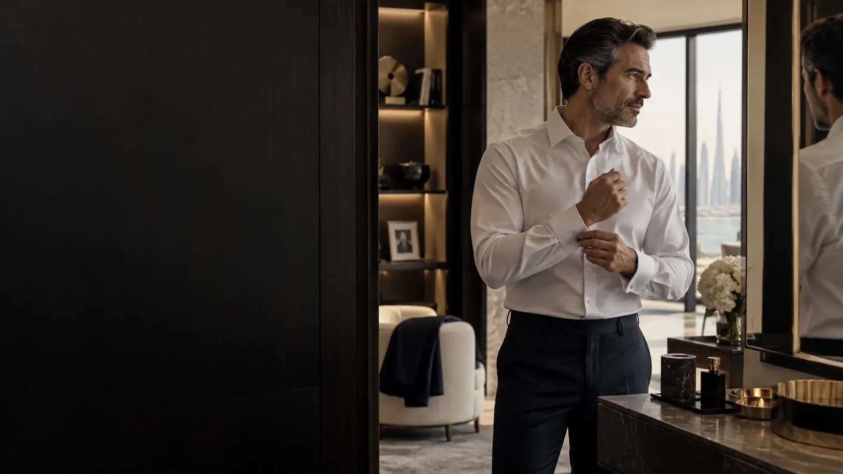 Adult man considering male aesthetic surgery in a private Dubai clinic